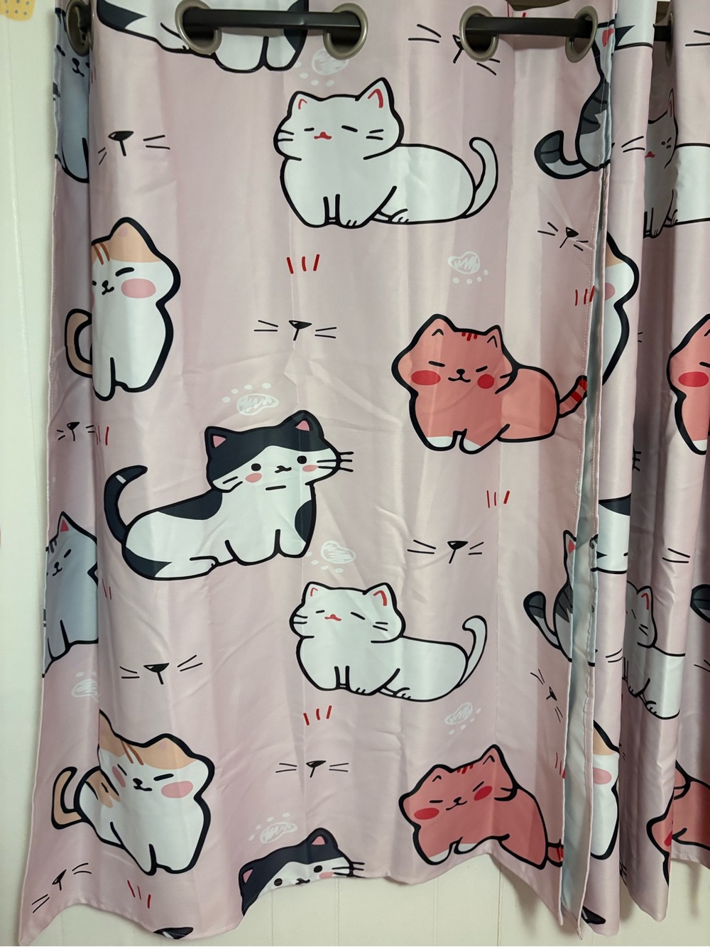 Kawaii Cat Kitten Pink Curtains 38x45